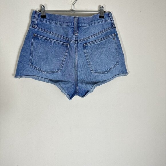 MADEWELL 100% Cotton Relaxed Blue Denim Shorts   Homecrest Wash Size 28 Distress - Picture 4 of 5